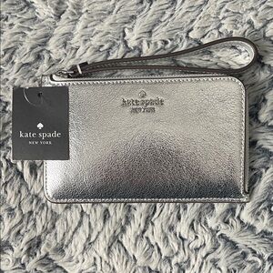 Kate Spade Metallic Silver Wristlet NWT